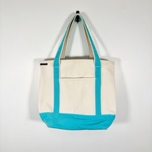 Lands’ End - Cream and Blue Canvas Tote Bag